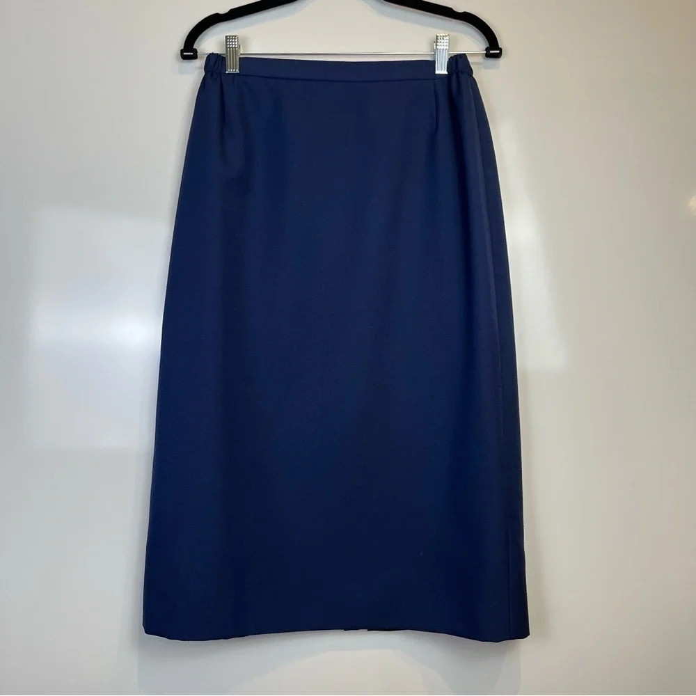 Adolph Schuman Lilli Ann Vintage Elegant Blue White Women's Blazer Skirt Suit